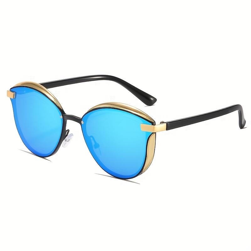 

Высококачественные элегантные сексуальные ретро-очки кошачий глаз модные солнцезащитные очки металлическая оправа цветные линзы переменного тока - подходят для мужчин и женщин синий