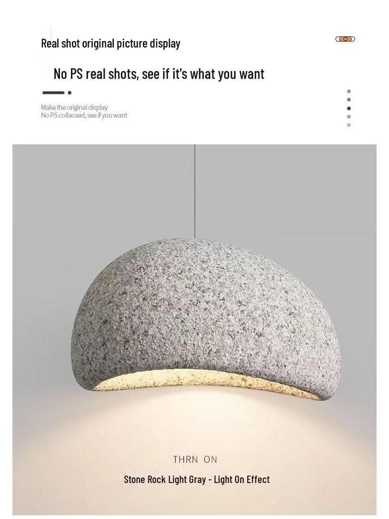 Wabi-Sabi Rock Grey Pendant Light for Dining, Living, Hotel, Villa, Bar, and High Ceilings
