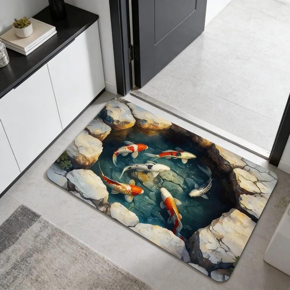 3D Flat Optical Illusion Doormat Non-slip Bedroom Door Rug Creativity Bathroom Carpet  Home Decor