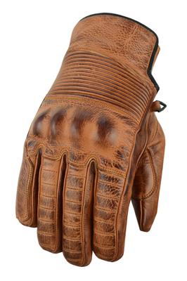 Καφέ κερωμένο δέρμα γάντι μοτοσυκλέτας Δέρμα αγελάδας Elasticized Classic Distressed