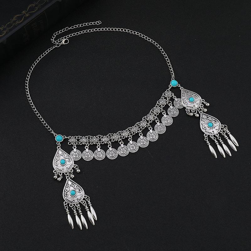 Ethnic Minority Style Exotic Headgear Coins Fringed Forehead Chain Xinjiang Kazakhstan Retro Travel Photography Hair Accessories Women