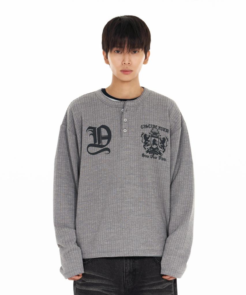 IDWS Shape Henley Neck Long Sleeve Gray