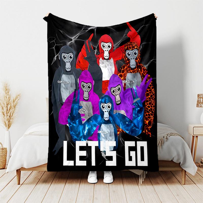 1pc Blanket Gorilla Tag Print Design, Lightweight Blanket for Sofa, Bed- Soft &Warm, Gift for All Seasons like Christmas, Halloween