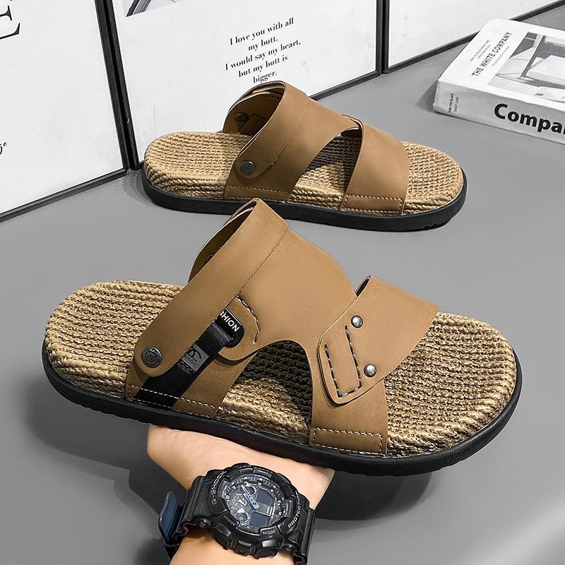 Large size sandals men's new summer trend non-slip cover feet two wearing slippers fashionable breathable casual one-word drag