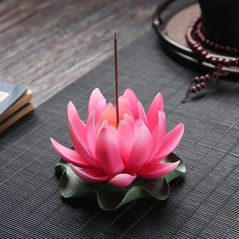 Y Ceramic Handicraft Stick Incense Burners Simulation Lotus Incense Holder Ornaments Zen Aromatherapy Tea Office Spiritual Decor