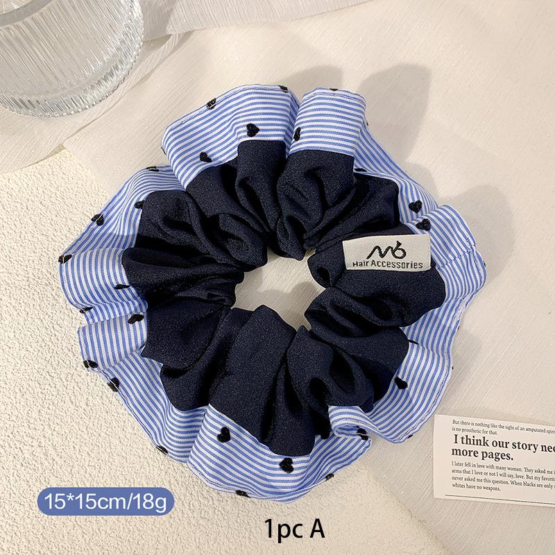 

1 шт. Французский цветок Плиссированное Сине-белое в полоску Любовь Двоеточие Кольцо для волос, Простая и универсальная резинка для волос, Подходит для ежедневного использования