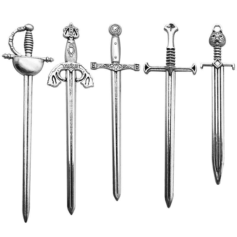 DIY Alloy Retro Tibetan Silver Sword Accessories - 6 Styles for Cosplay or Jewelry