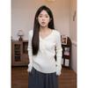 Gentle Wind Collar Button Slim-fit Knitted Bottoming Shirt Women's Spring Pit Strip Inner Top Sweater