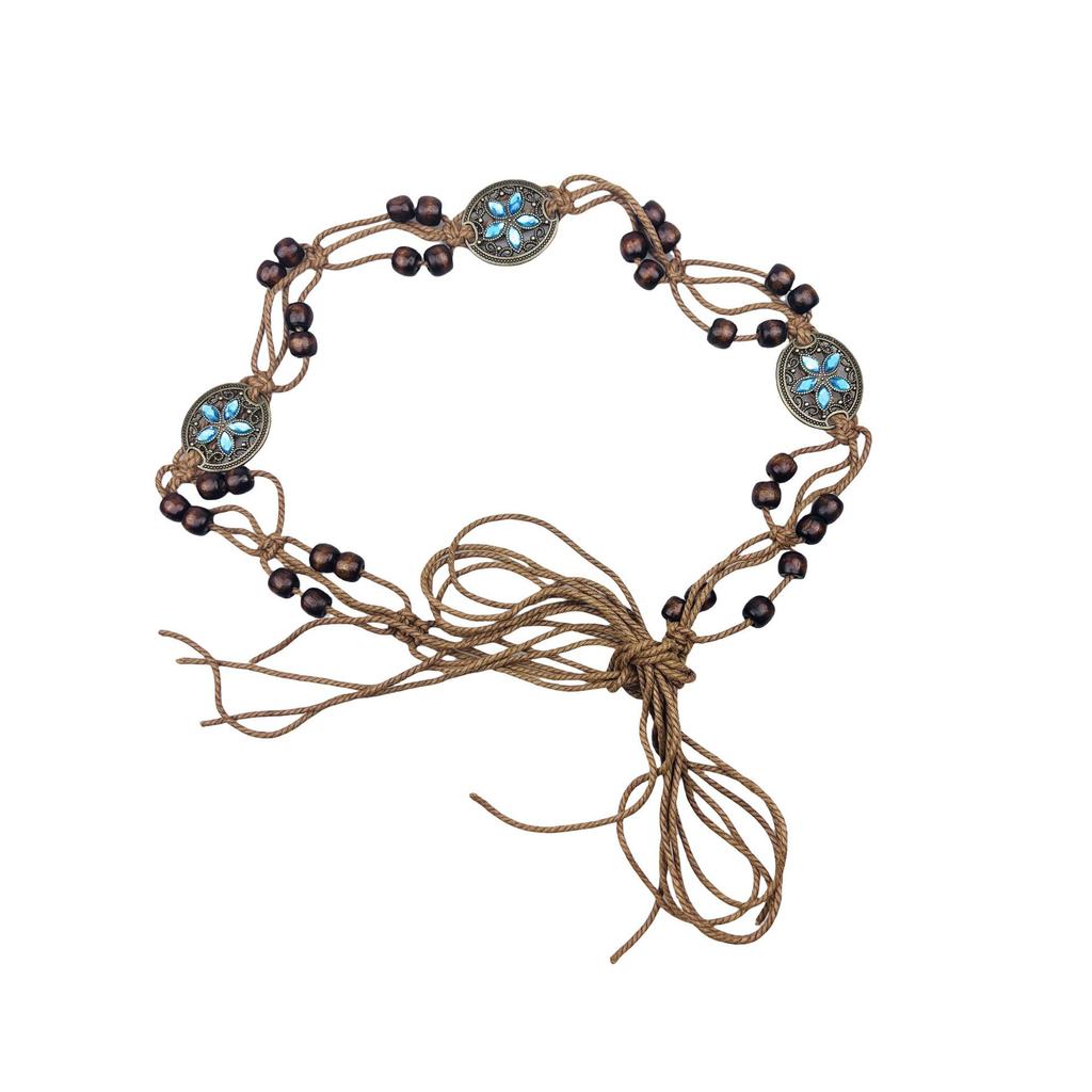 Women's Braided Butterfly Wax Rope Belt Retro Skirt Decorative Women's Waist Waist Closure Pastoral Style Skirt Belt