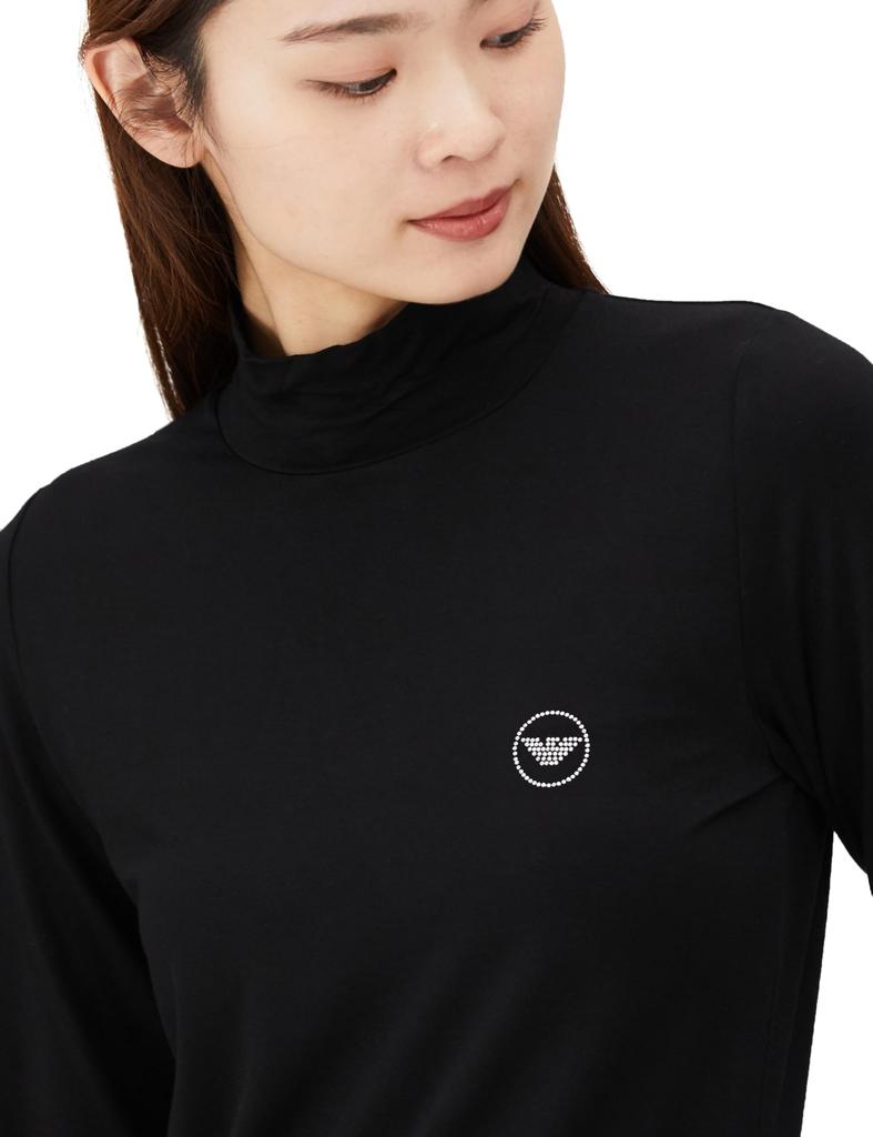 Emporio Armani Casual Women's Turtleneck T-Shirt 98.Black