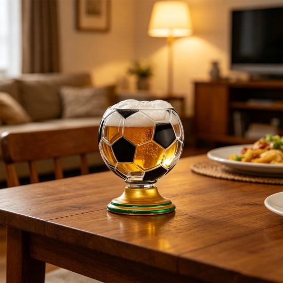 3D Rotating Ball Glass Cup, Creative Soccer Basketball Baseball Golf Design Glass Tumbler, 300ml Lead-Free Drinking Mug for Sports Fans