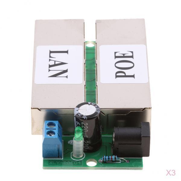3Pieces Poe Power Supply Module for Ethernet Bridge Black