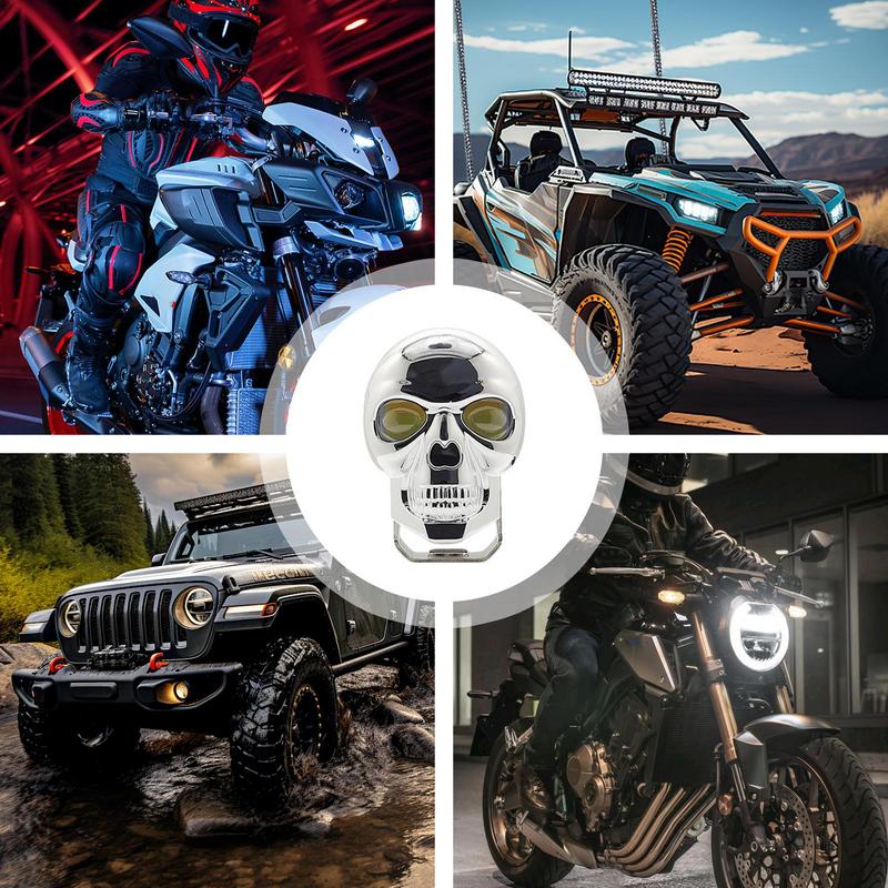 Motorcycle Driving Lights Skull-Shaped LED Passing Light Bright Led Driving Light Auxiliary Light for Offroad Truck 12V 24V 48V
