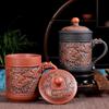420ml Antike Drachen- und Phönix-Tassen Lila Ton Teetasse Tasse, Kaffee Puerh Tee Tassen Büro Tasse Trinkgeschirr