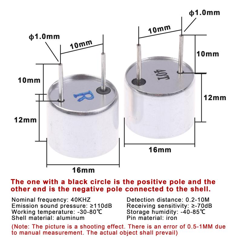 5/10 Peças 16mm 40K R e T Sensor Ultrassônico Transmissor Tct40-16T 40Khz Transmitir+Receber Acessórios de Alumínio