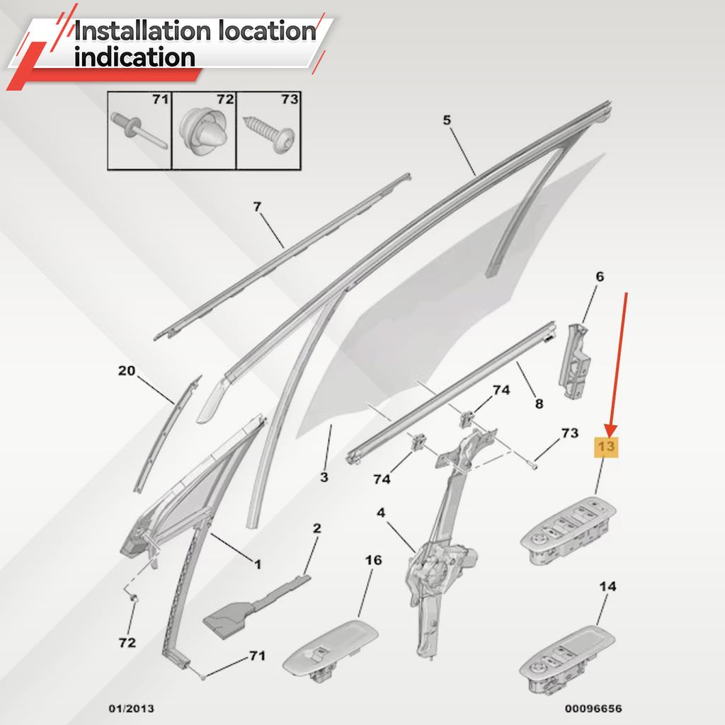 96749624ZD For Peugeot 208 2008 1.6HDI 5 Door Hatchback 2013-2019 Electric Power Window Switch Lifter Control Button Accessories