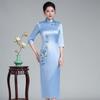 Elegant Spring Acetate Satin Embroidered Cheongsam for Mothers - New Chinese Wedding Style Dress
