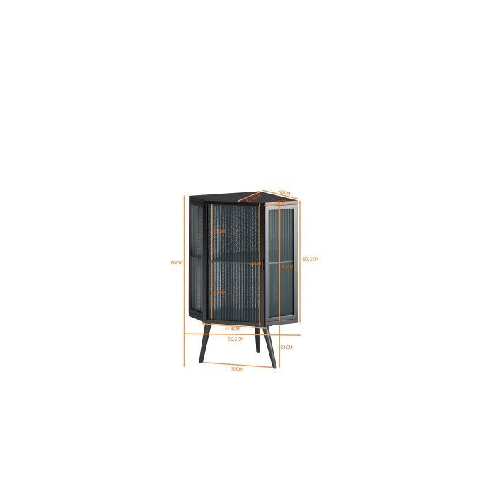 Armoire D'angle - MUVOE - Noir - Verre Trempé - Étagère Réglable - Style Contemporain