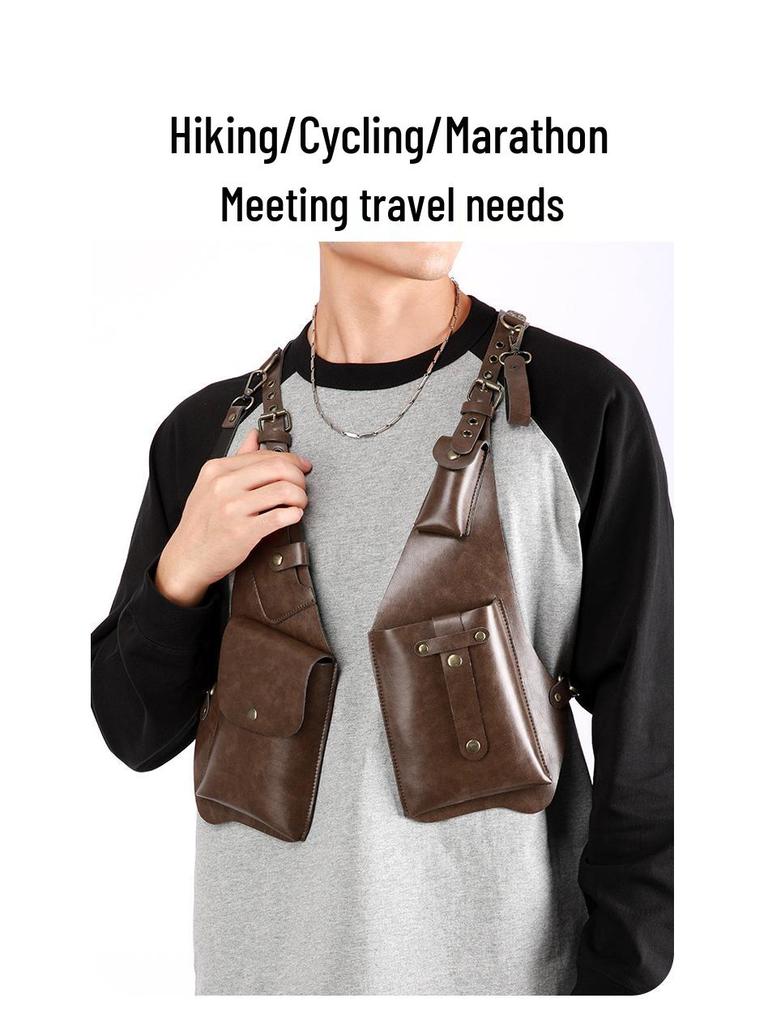 Herren Vintage Rucksack mit Unterarm-Crossbody und Multifunktioneller Einzel-Schultertasche für den Außenbereich