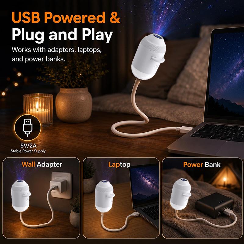 2-in-1 Mini USB Galaxy Star Sky Projector Night Light 360° Rotatable Galaxy Nebula Planet Projector Light For room Auto Interior