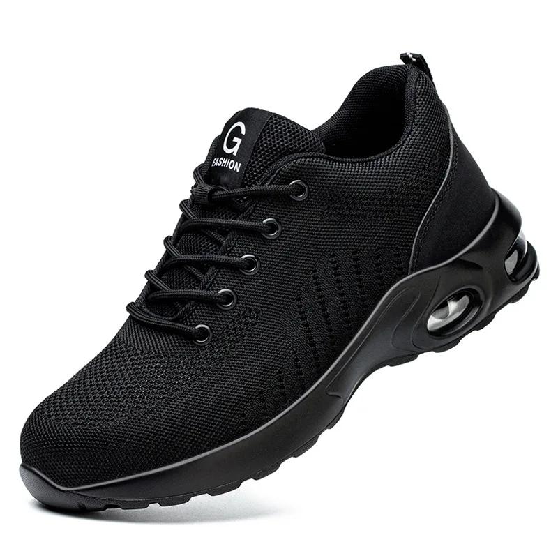 Fashion New Styles Men Safety Boots with Steel Toe Cap Anti-smash Work Sneakers Safety Shoes Men Indestructible Work Boots Hiking Shoes