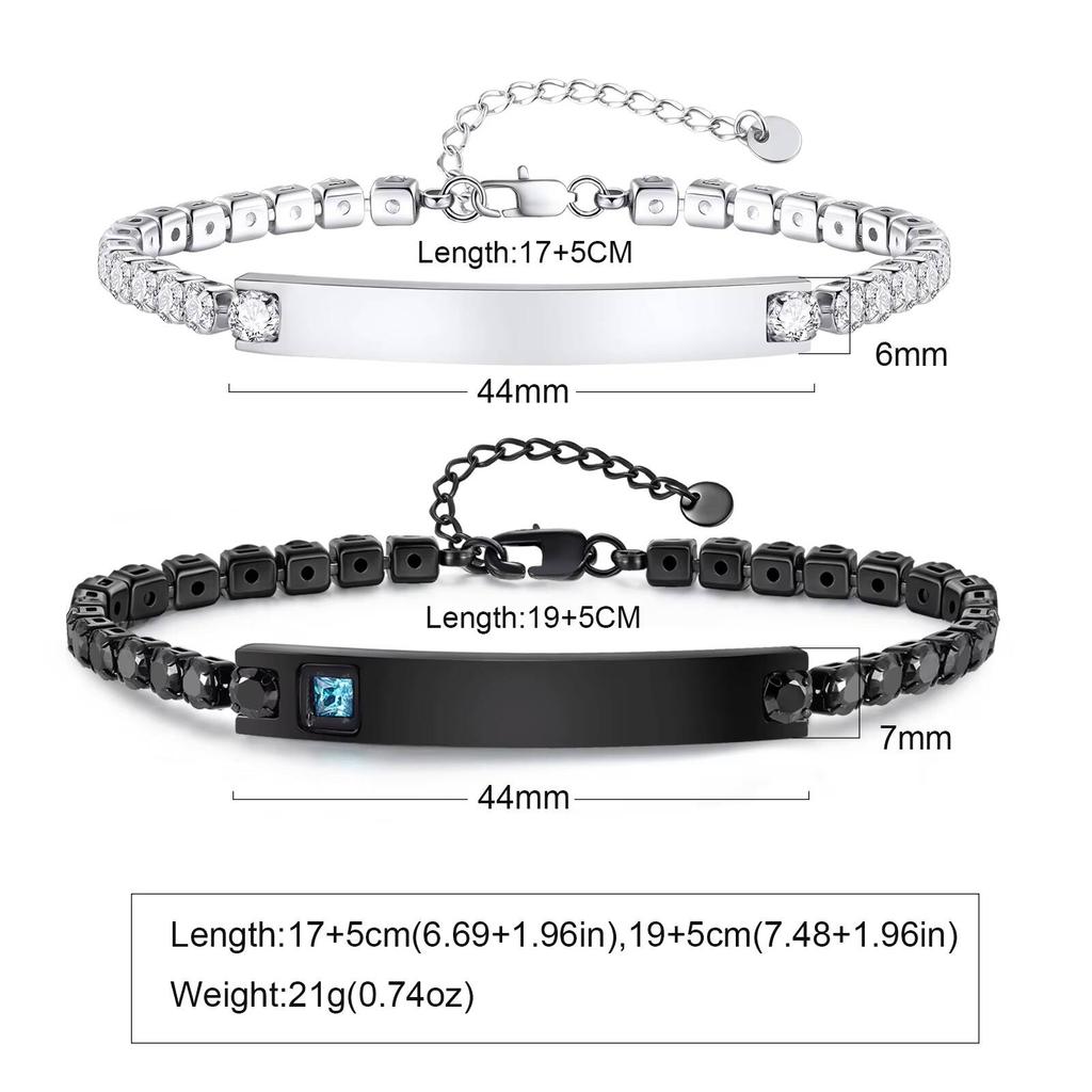 Vnox Free Custom Couple Bracelets for Men Women, Stainless Steel Adjustable Chain Wristband, Valentine's Day Birthday Gift New