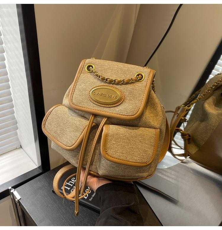 

Маленький рюкзак 2024, новий модний дизайн, легкий шкільний рюкзак для подорожей, жіночий маленький рюкзак хакі