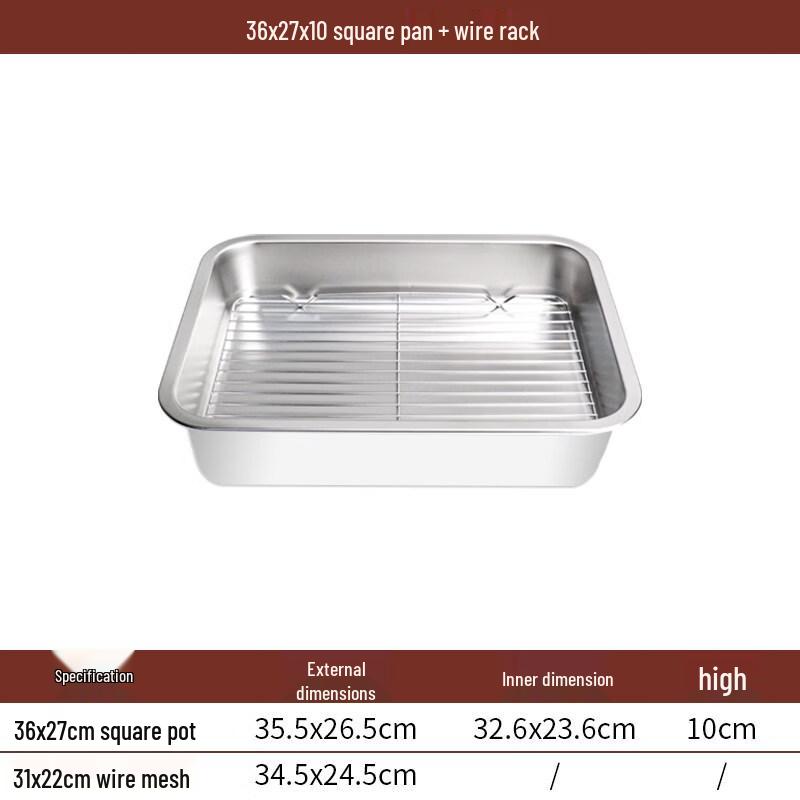 Stainless Steel Deepened Square Basin with Drain Tray