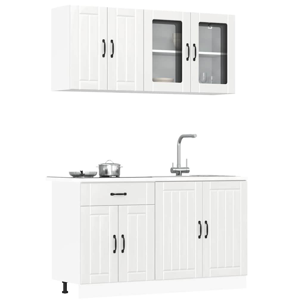 4-teiliges Küchenschrank-Set, Weiß, Hochglanz