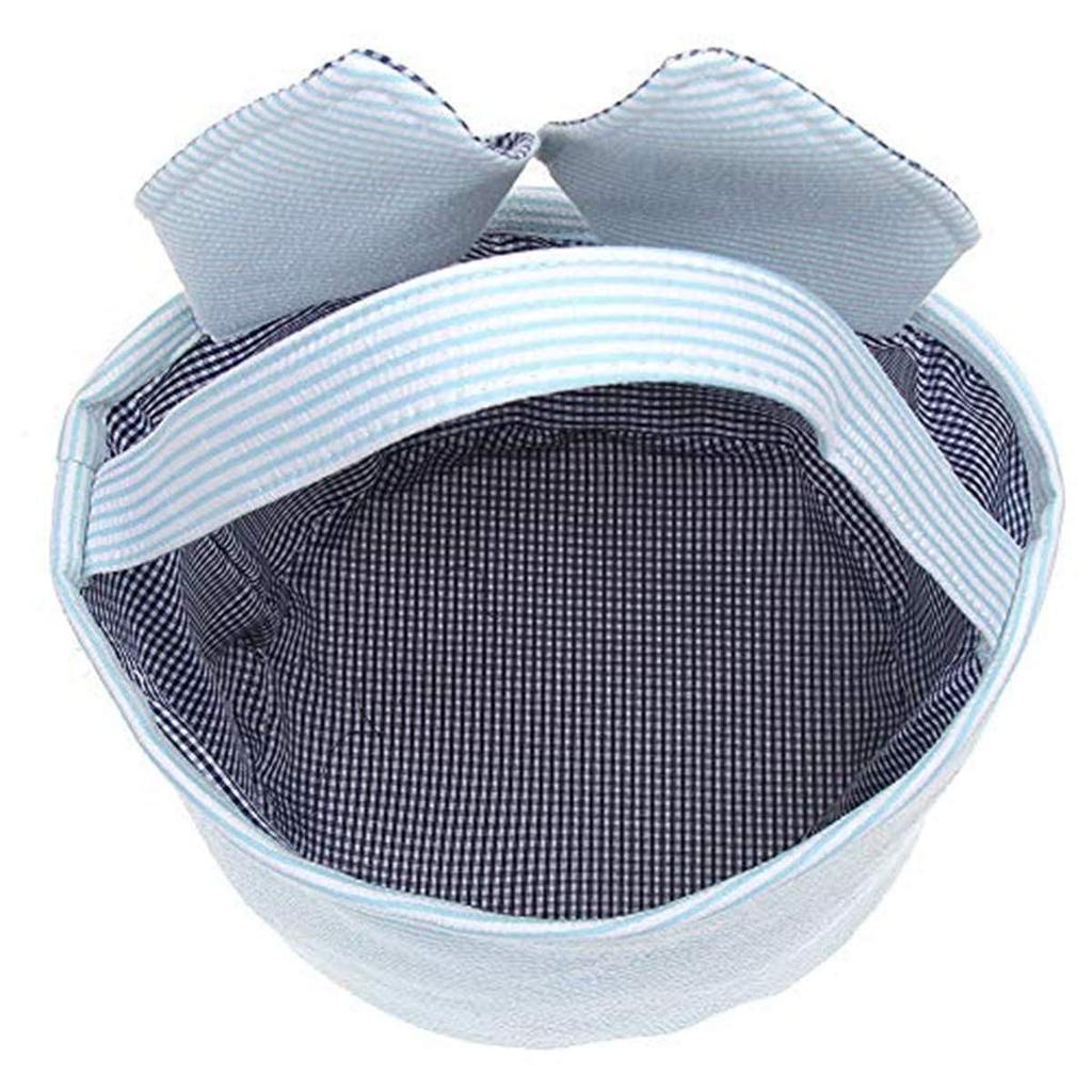 Personalized Easter Basket with Embroidered Rabbit Ears - Plaid Bubble Gauze Tote for Egg Decoration Storage