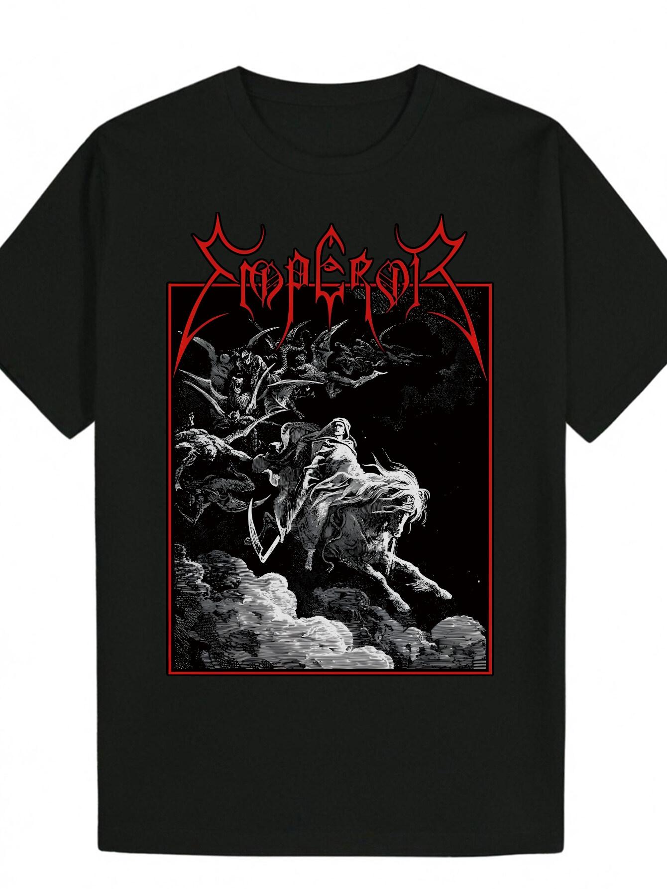 Gothic Heavy Metal Graphic T-shirt - Black with Red XXL