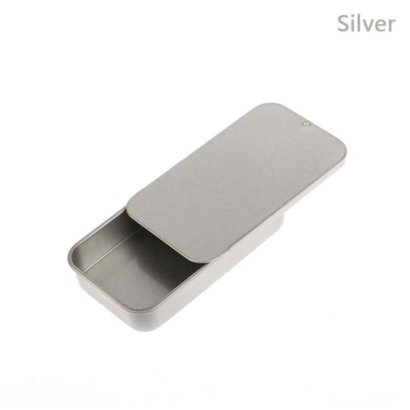 1PCS Small Empty Metal Tin Silver Black Rectangular Flip Storage Box Case Organizer for Money Coin Candy Key Container Jar Cans