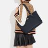 New COACH Gallery Cross Stitch Leather Tote Bag Shopping Bag Handbag Shoulder Bag Large Size Women's Midnight Blue CH285-IMMID