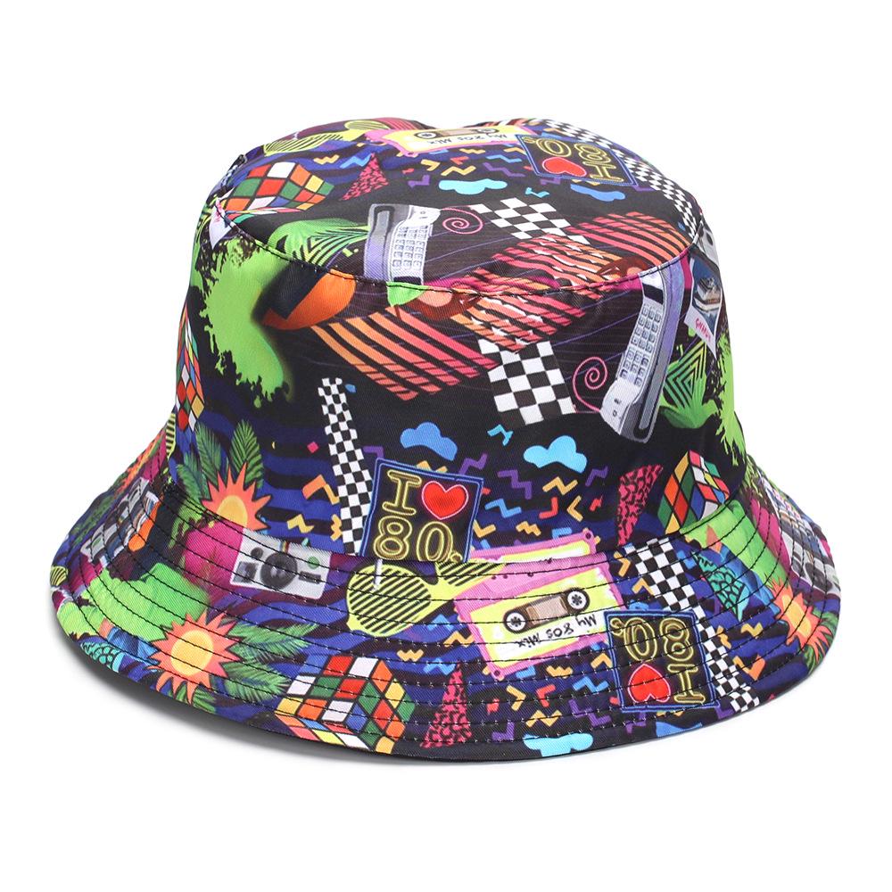 Reversible Retro Graffiti Bucket Hat - Sun Protection for Men & Women