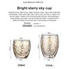250/350ml Glass Tea Cup Heat Resistant Borosilicate Glass Double Wall Coffee Cup Starry Style Coffee Tea Beer Whisky Mug