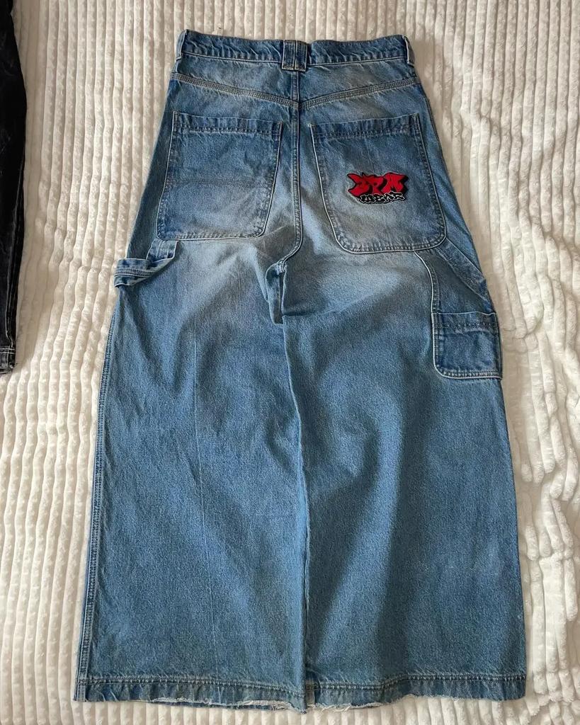 RogueWave Y2K Nové Streetwear Džíny Vintage Prané Volné Džíny Harajuku Punk Rovné Ležérní Gotické Široké Kalhoty