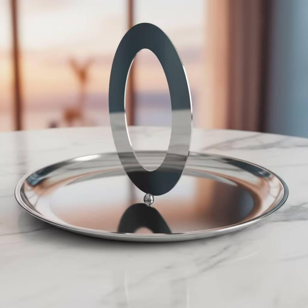 Fruit Tray with Handle Polished Metal Dish Reflective for Dining Table, Tabletop