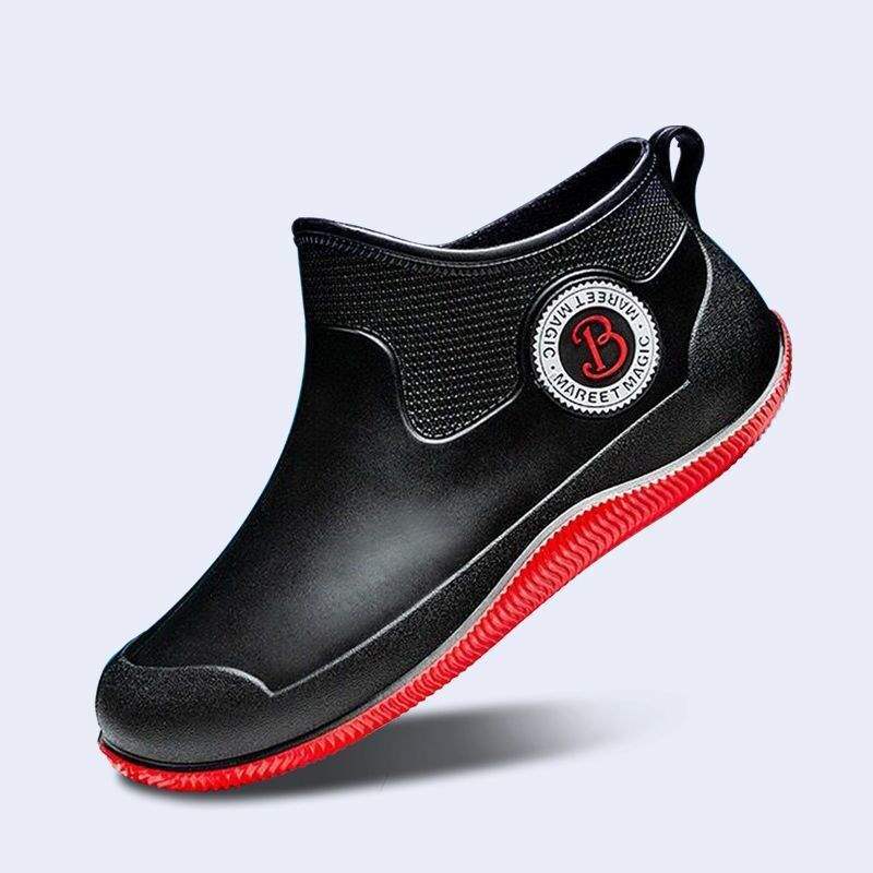 Rain Shoes Men's Wet and Dry Kitchen Work Warm Rain Boots Rubber Shoes Waterproof and Non-slip Cotton Men's Short Water Shoes