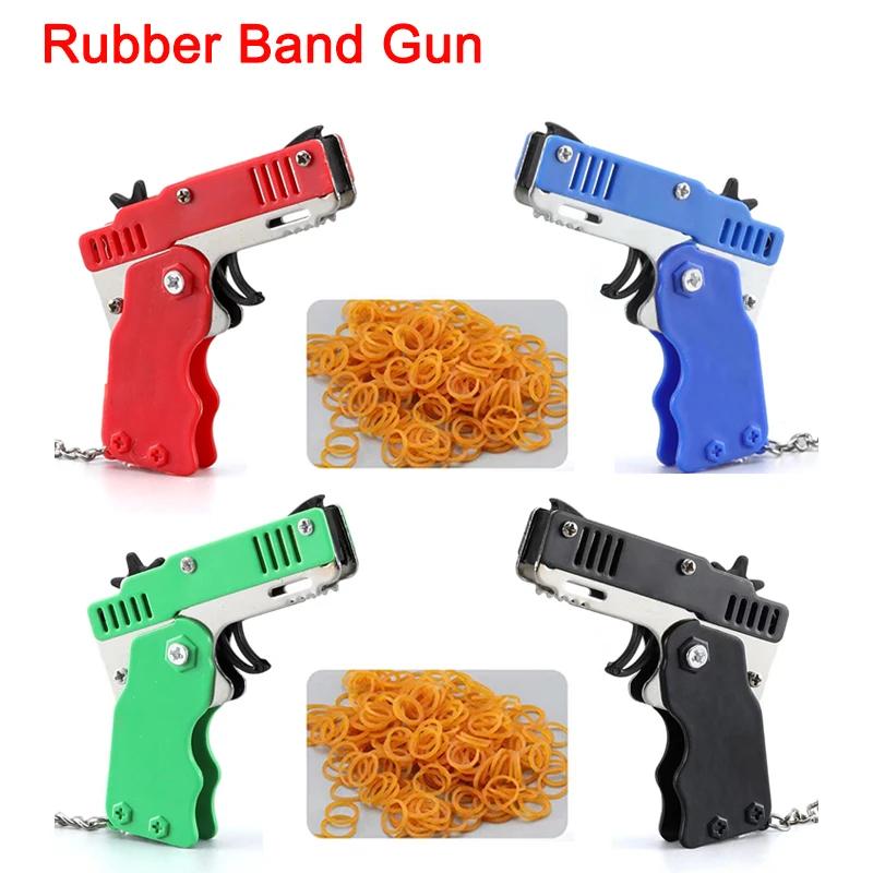 Children'S Simulation Toy Gun 100Pcs Eraser Boys Competitive Shooting Boys Gift Stretch Folding Can Be Fired Rubber Band Toy Gun