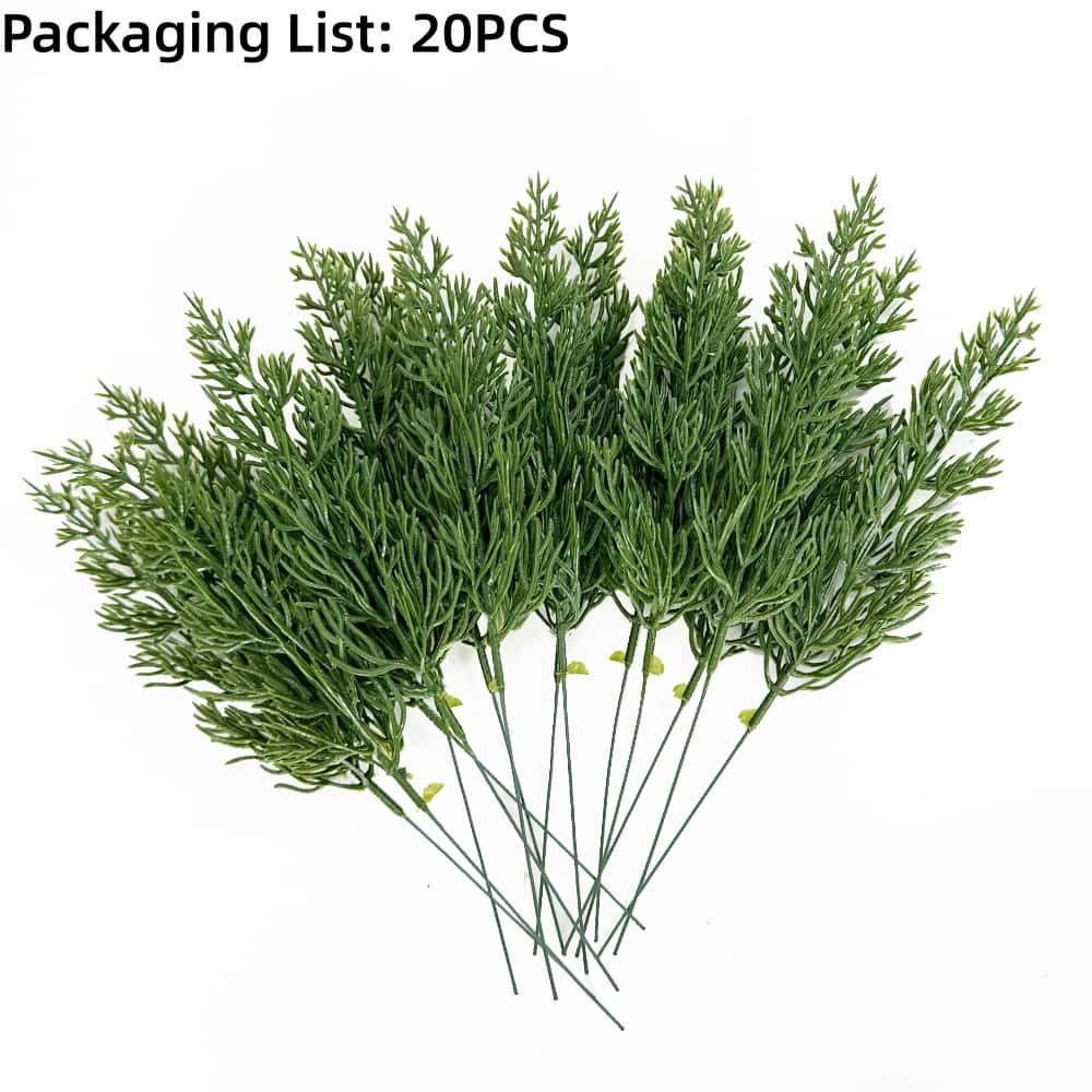 20/40/68pcs Christmas Decorative Flowers Red Berry Stems Artificial Pine Branches Fake Green Plant Pine Leaf Picks DIY