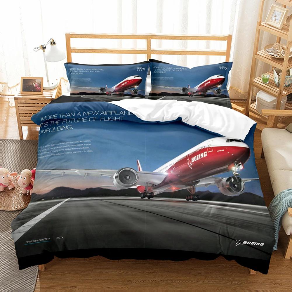 Airplane Blue Sky Printed 3D With Bed Linen Queen Size Bedding For Boys Kids Aircraft Duvet Cover Collection Planes Home Textile De Bedding