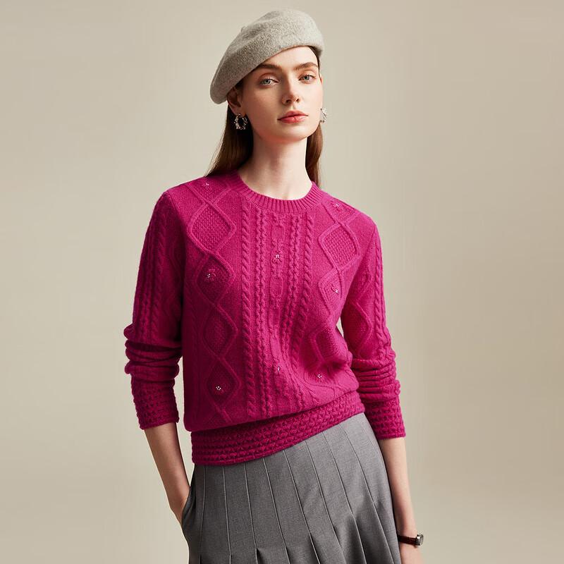 Zhaojun Women's Round Neck Pure Cashmere Sweater