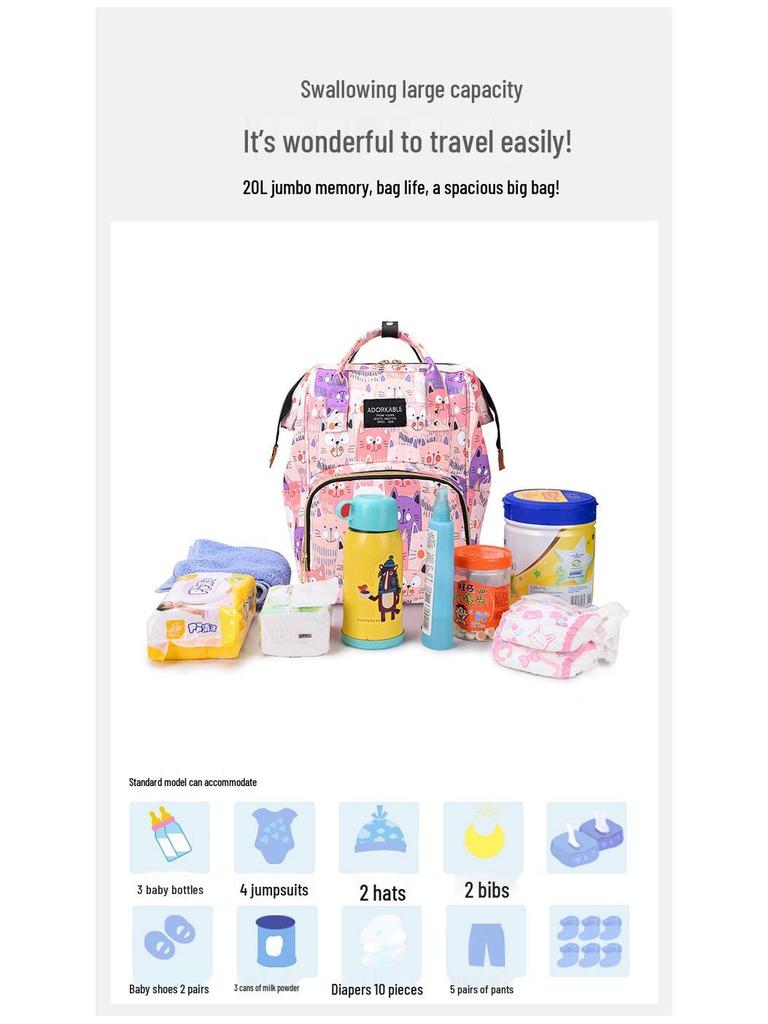 Trendy Large-Capacity Mommy and Baby Travel Backpack