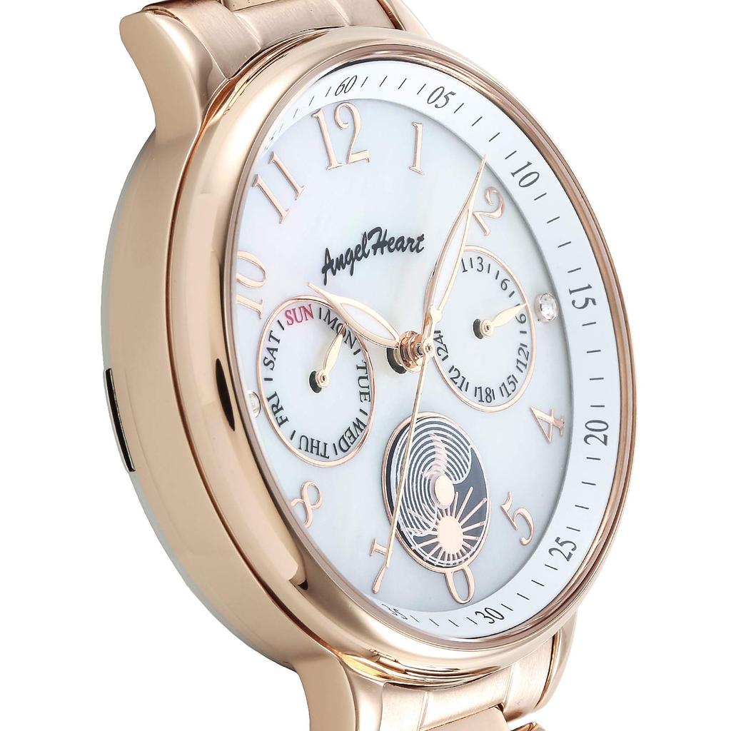 Angel Heart Twinkle Time Pearl Stainless Solar Official Warranty Watch, Dial, Steel, Battery, 33mm, Women's, TT33PG, Gold,