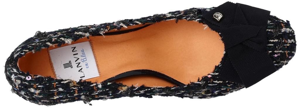 Lanvin en Bleu Damen Pumps mit eckiger Spitze und Schleifenmotiv, Größe 2773, Marineblau, Größe 22,0 cm, E