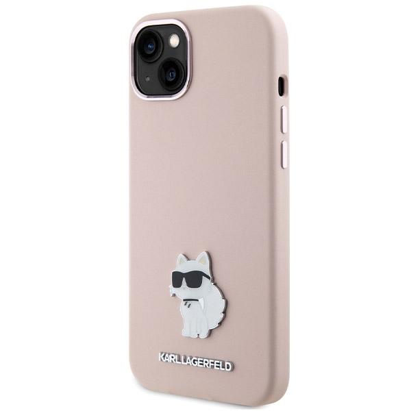 Karl Lagerfeld Klhcp15Msmhcnpp Iphone 15 Plus / 14 Plus 6.7 Różowy/Pink Silicone Choupette Metal Pin