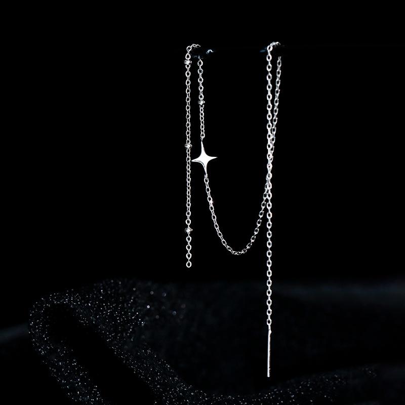 

Четырехконечная звезда, дизайн ушей, длинные серьги-кисточки, новые трендовые серьги 2024 года