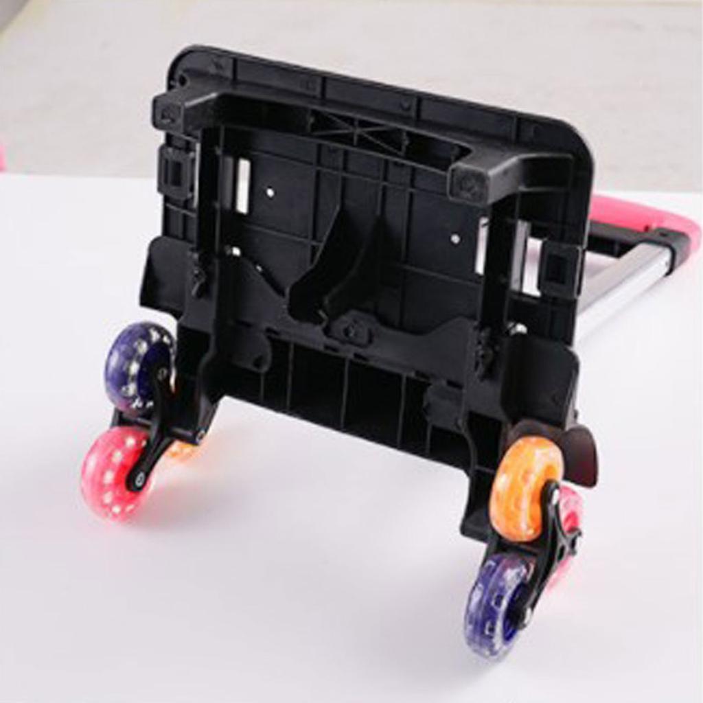 Foldable Trolley Cart 6 Wheels Backpack Trolley Aluminium Alloy Student's Luggage Travel Hand Cart for Student Backpack