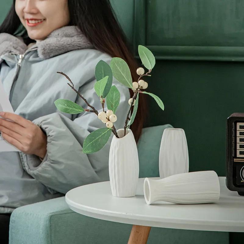 13Cm Mini Vase White Ceramic Vase Hydroponic Flower Arrangement Vase Nordic Flower Pot Home Desktop Decoration Room Ornaments
