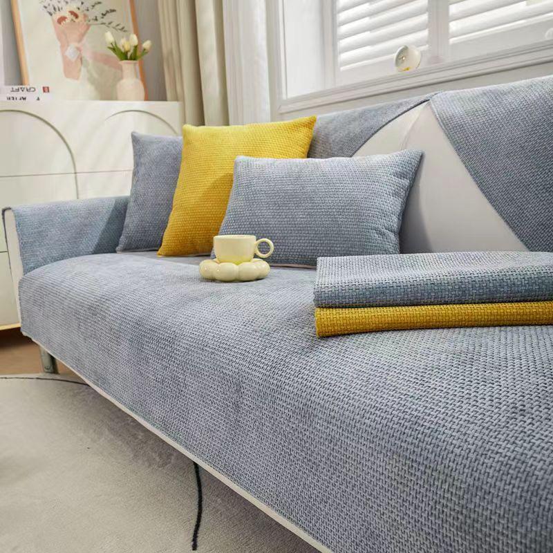 Chenille Sofa Cushion Simple Modern Solid Color Sofa Cover Four Seasons Universal Non-Slip Cushion Full Cover Cloth